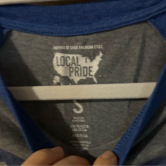 Local Pride Unisex Small S Raglan Boston 617 Blue Shirt - Picture 3 of 7